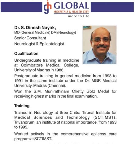 Dr. S. Dinesh Nayak  Sr. Consultant Epilepsy Neurosurgery India